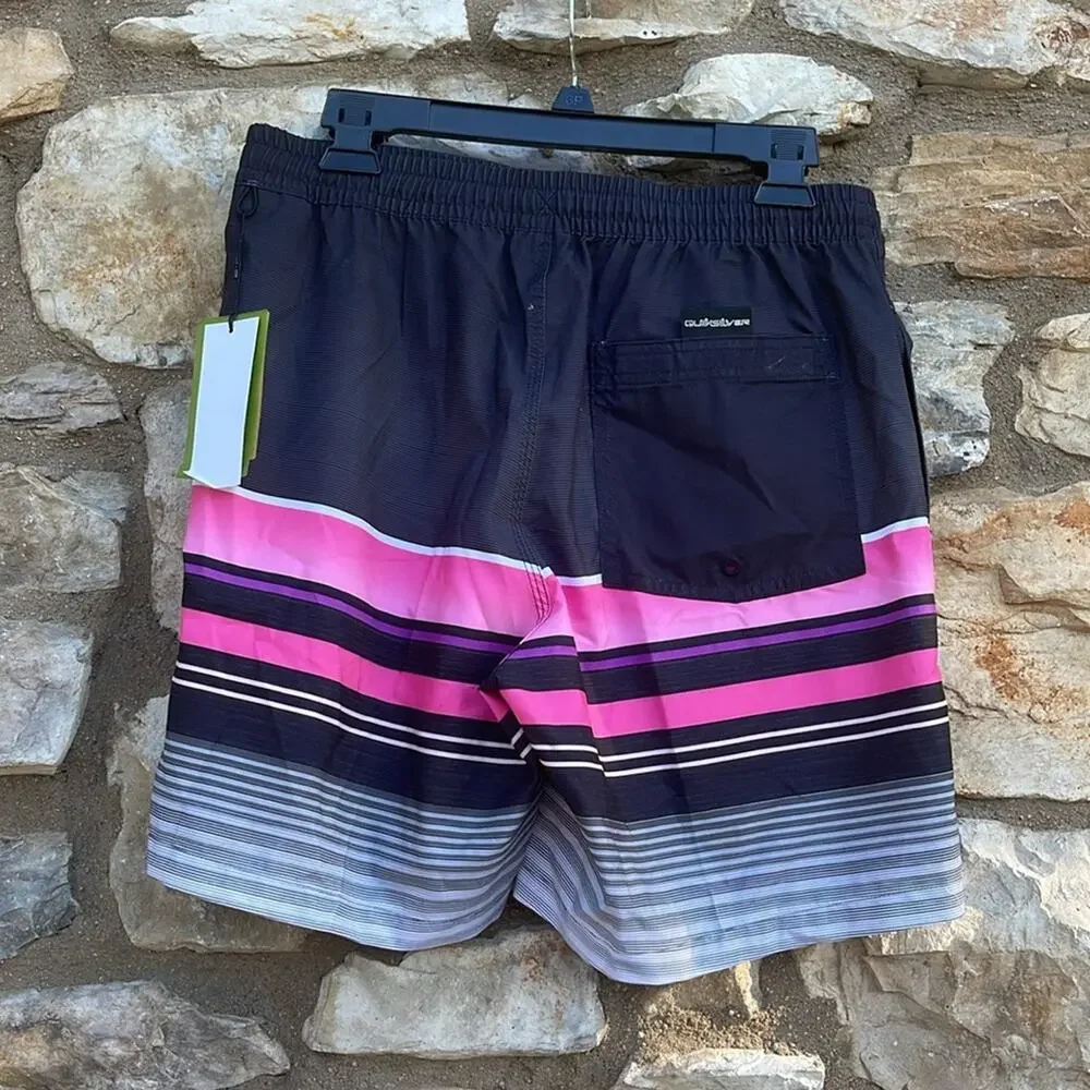 Quiksilver pink & black swim trunks size medium (31) NEW - Picture 9 of 10